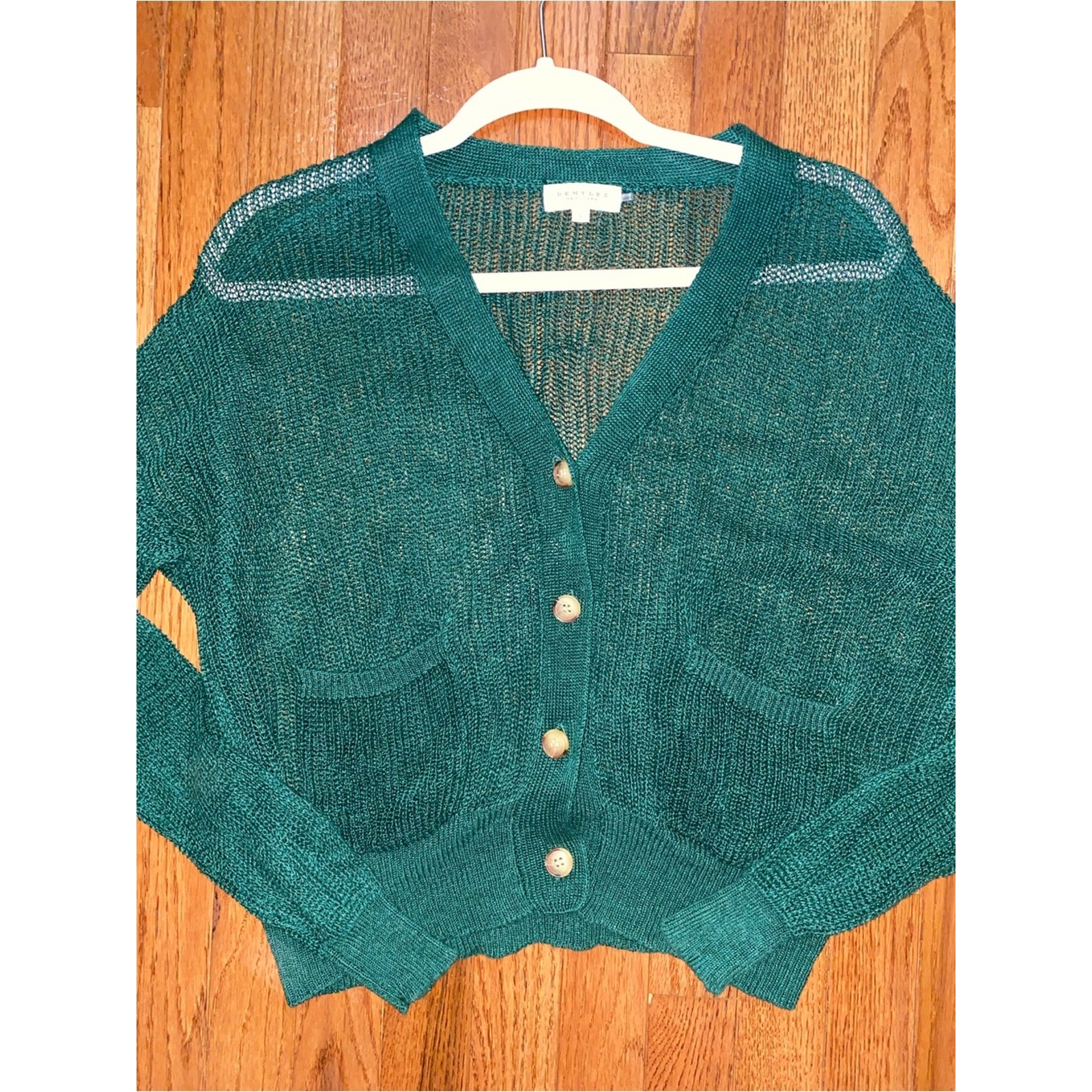 Demylee $272 Adonis Green Linen Cardigsn Small — image 3 of 8